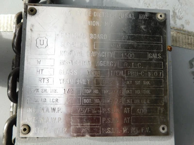 Used DE DIETRICH MFG Does Not Apply Reactors Ohio US | Equipment Recovery Corp. #1331637