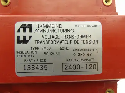 Hammond Mfg 133435 Stepdown Power Transformer Type VM50 2400:120 60Hz Ins 50KV
