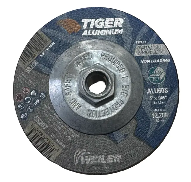 Weiler 5" x .045" x 5/8-11 Cut-Off Wheel T27 TIGER ALUMINUM 10 Pack