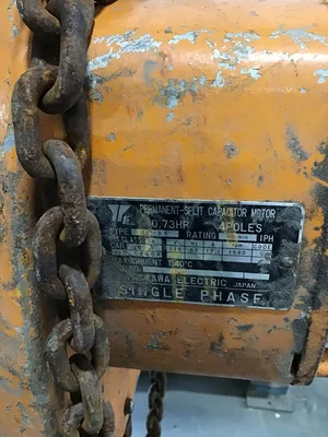 2 Ton KITO Chain Hoist EF2-020L 115V 0.73 Hoist Motor