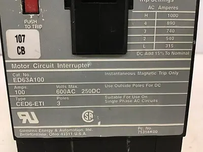 USED SIEMENS ED63A100