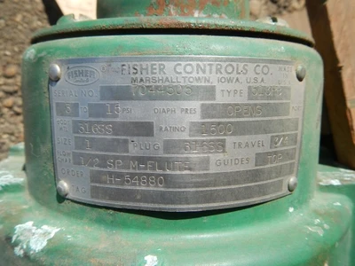 Fisher 1" 1500 Rating, 316 Stainless Threaded Control Valve