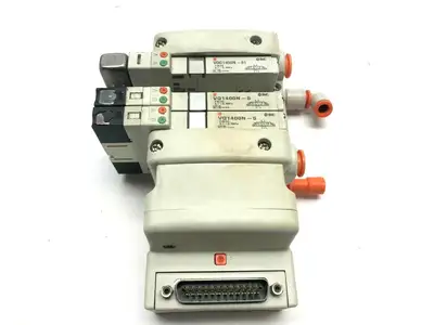 VV5QC11-04C4FD0 | SMC  Manifold Base w/ Solenoids 2) VQ1400N 1)VQC1400N 1000 Series - Used
