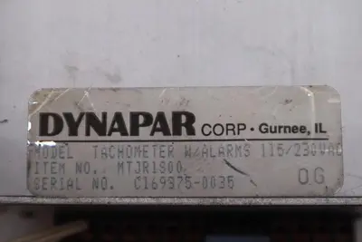 DYNAPAR TACHOMETER MTJR1500 #K-2251
