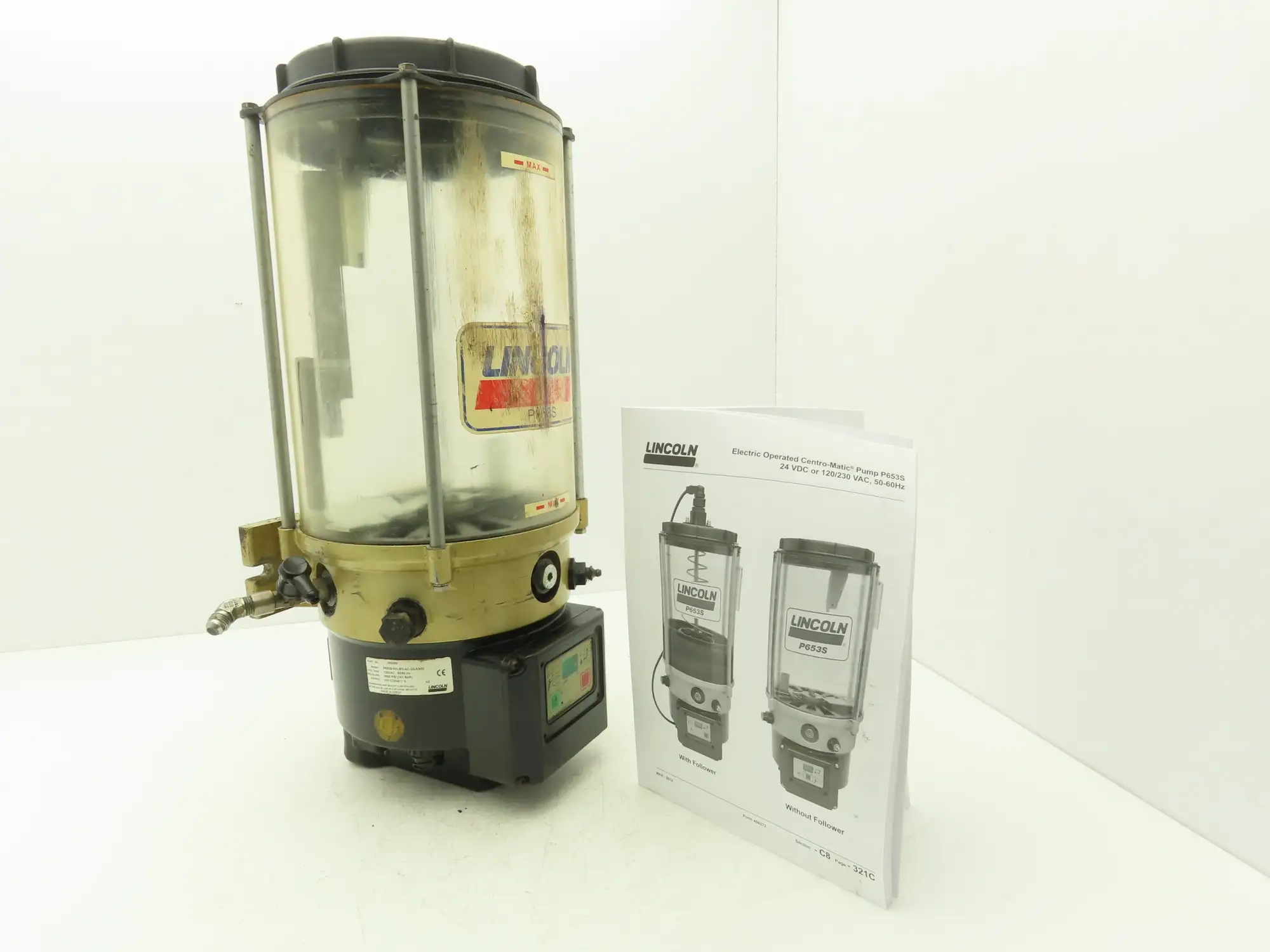Lincoln 080088 P653S Electric Grease Lubricator Pump 120VAC 8-Liter