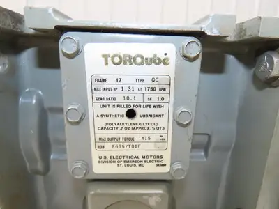 U.S. Electrical Motors TORQube AC Gearmotor 3/4Hp 460V 10:1 Ratio 175rpm RH 56C