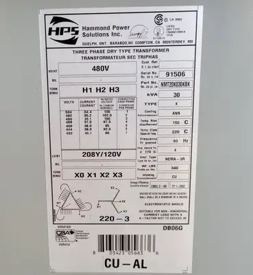 New | in-Stock HAMMOND NMT20K030KBK Transformers British Columbia CA | Lenmark #477587