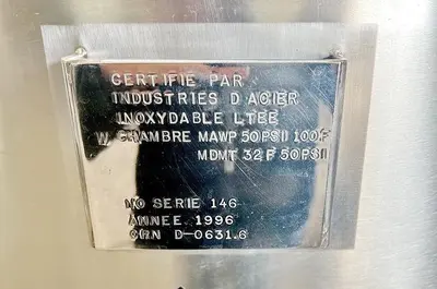 Used 300 Gallon Tank (Vessel), 316 Stainless Steel