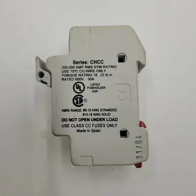 USED BUSSMAN BUSSMAN FUSE BLOCK, CC UL CLASS, 2 POLES, 0 TO 30A AMP RANGE, 600V
