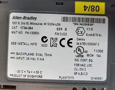 Allen Bradley 1734-IB4 / D PLC Module Loc3E40