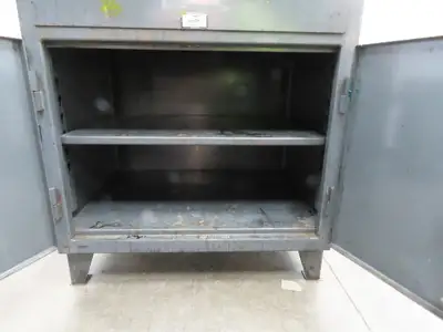 Strong Hold Extreme Duty 12 GA Shop Desk 1 Drawer Riser Shelf 36x28x54"