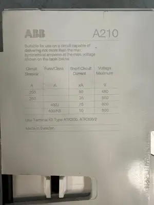 ABB A210-30 CONTACTOR 3 POLE 350 AMPS (4A-30)