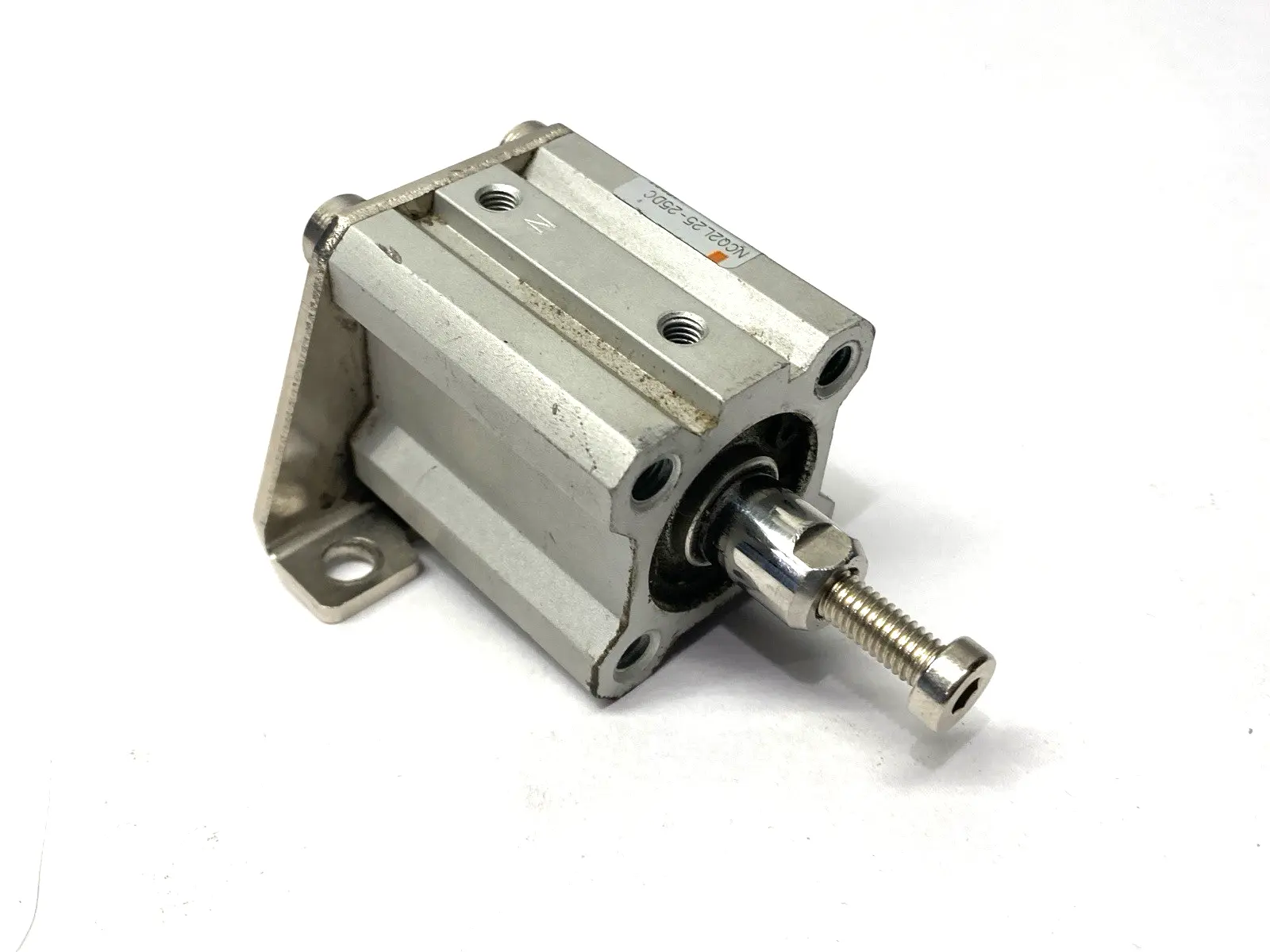 USED SMC COMPACT PNEUMATIC CYLINDER 25MM BORE 25MM STROKE MISSING MOUNT