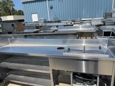 Used Falcon Restaurant Supply Used 96" Stainless Steel Table Counter with Ice Cream Dipping Station - SS236 Ice Cream Equipment Illinois US | Falcon Restaurant Supply #1376000
