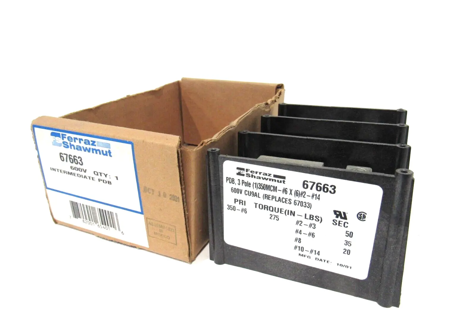 NEW FERRAZ SHAWMUT 67663 POWER DISTRIBUTION BLOCK
