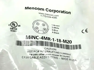 MINC-4MR-1-18-M20 | Mencom  Receptacle 4 Pole Male Straight - New