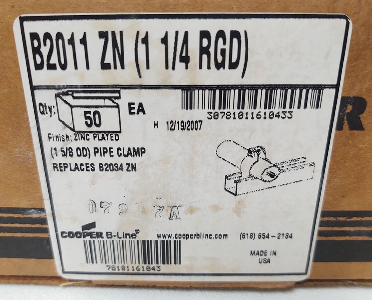New | in-Stock EATON B-LINE SYSTEMS INC B2011ZN Clamps Kentucky US | Edwards Industrial Repair #1018048