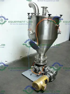 USED INDUSTRIAL POWDER HOPPER W/ SEW-EURODRIVE SAF67 AM143 GEAR REDUCER & 1HP MOTOR