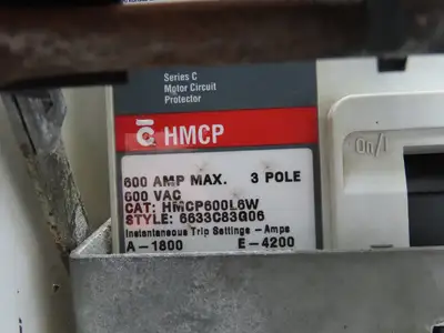 Eaton Cutler Hammer SVC MCC Motor Disconnect Bucket 600A Breaker 400Hp 480V