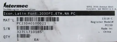 NEW INTERMEC PC23D THERMAL LABEL PRINTER PC23DA0100021