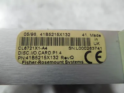 Fisher Rosemount CL6721X1-A4 Provox Discrete I/O Card 41B5215X132 Rev. Q Used