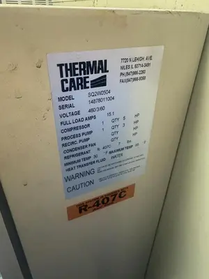 Thermal Care SQ2W0504 Chiller 460V 3PH R-22 30-75°F