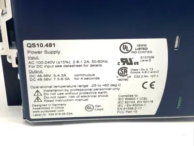 Used PULS QS10.481, Puls DIMENSION QS10 PLC Power Supplies Michigan US | Maverick Industrial Sales #1394952
