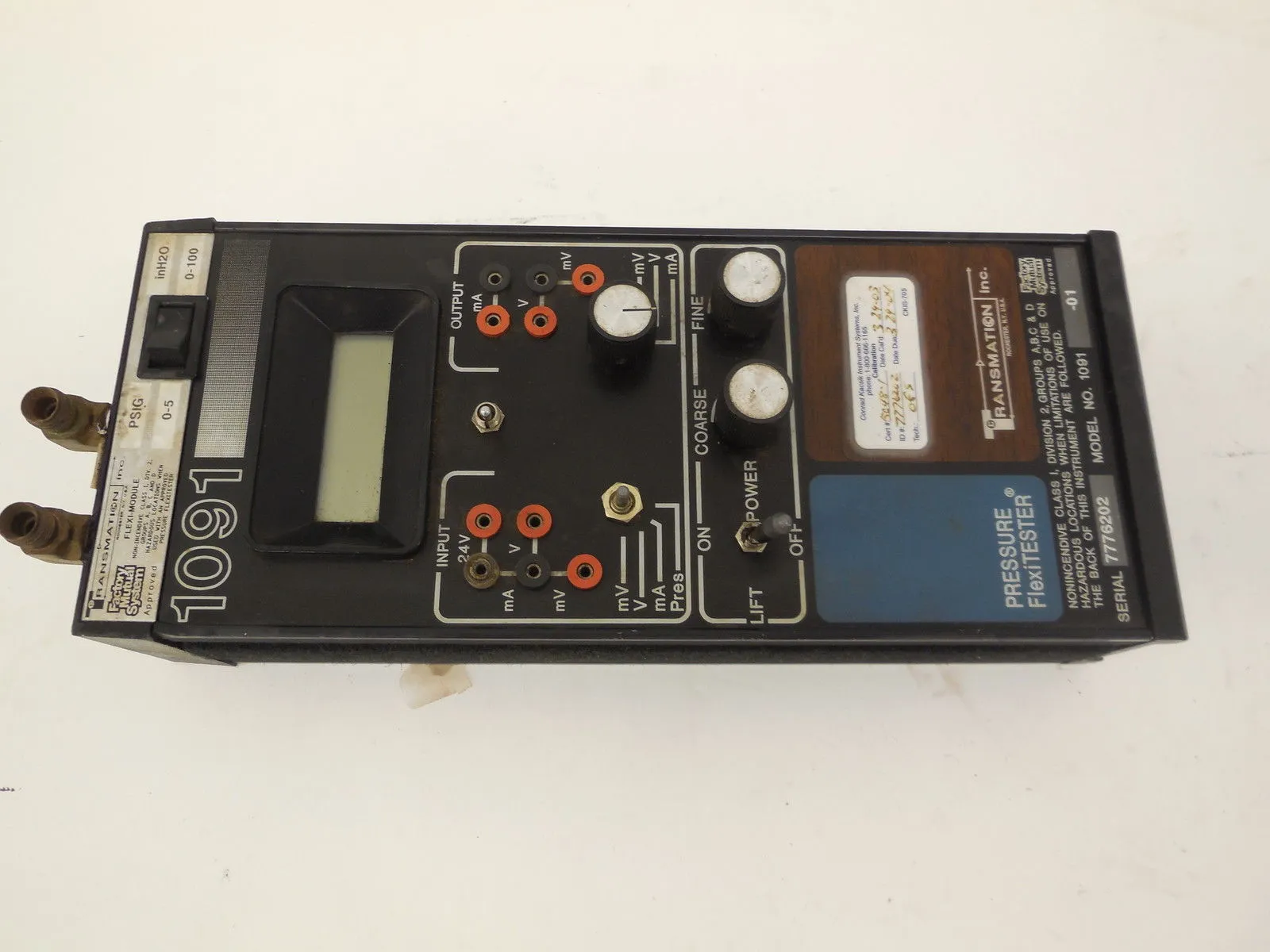 USED TRANSMATION 1091-01 PRESSURE FLEXI TESTER 109101