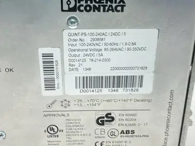 Used Phoenix Contact Power Supply Unit 5A 24VDC 2938581 DIN Rail Power Supplies Michigan US | Maverick Industrial Sales #1392449
