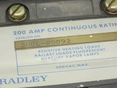 Allen Bradley 500L-EOD92 Lighting Contactor 2-Pole 200A 120V Coil Ser A 600V Max