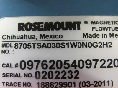Rosemount 8705TSA030S1W0N0G2H2 3" Magnetic Flow Tube Flanged Sensor