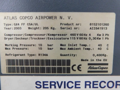 Used Atlas Copco GX4FFCSA/UL Tank Mounted Air Compressors Ohio US | Equipment Recovery Corp. #1331437