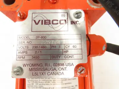 Vibco 2P-800-3 Industrial Electric Vibrator Bin Shaker 230/460V 3PH 3600 VPM