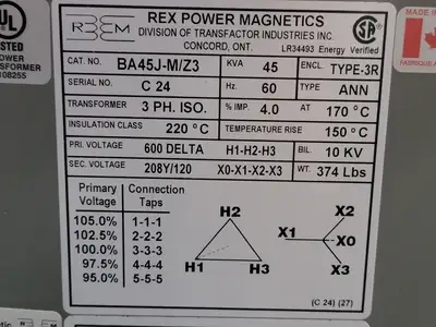 New | in-Stock REX POWER MAGNETICS BA45J-M/Z3 Transformers British Columbia CA | Lenmark #265556