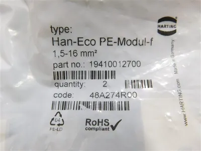 Lot of 2 Harting 19410012700 Female Han Eco Modular Module 1.5-16mm² New