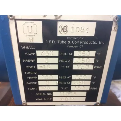 J.F.D. Tube & Coil Products Shell & Tube Heat Exchanger Condenser [Unused!]