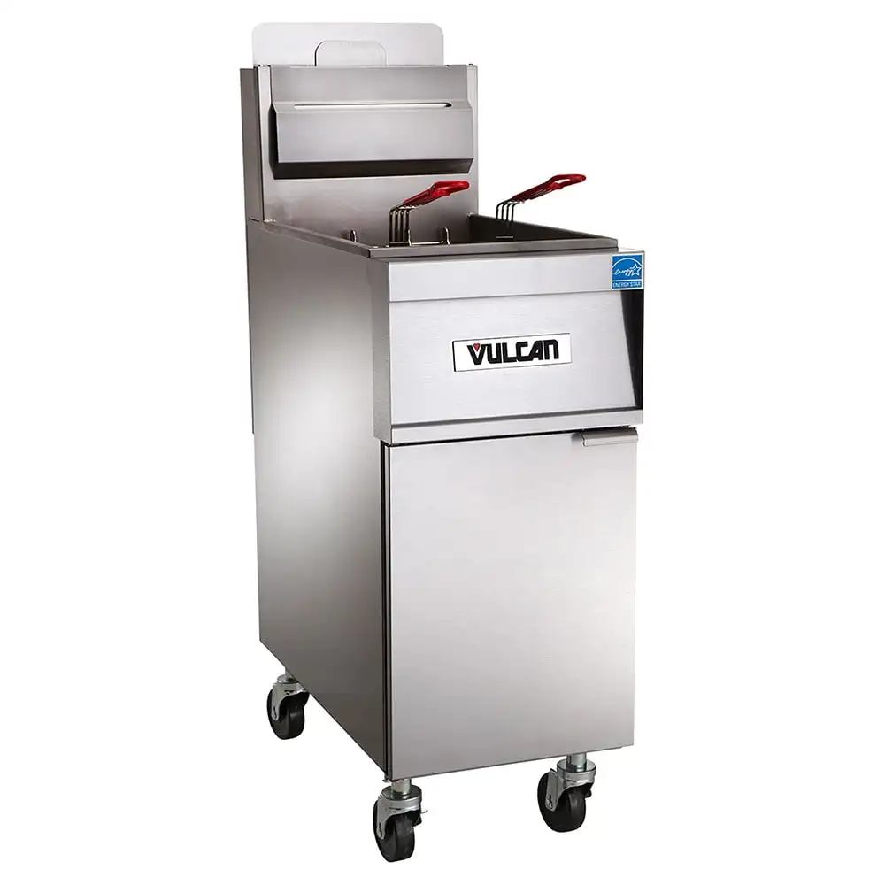 Vulcan 4TR85DF Gas Fryer - (4) 90 Lb Vats, Floor Model, Natural Gas