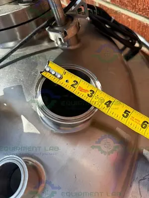 USED PRECISION 250 LITER STAINLESS STEEL JACKETED REACTOR 45 PSI W/ LIGHTNIN MIXER.