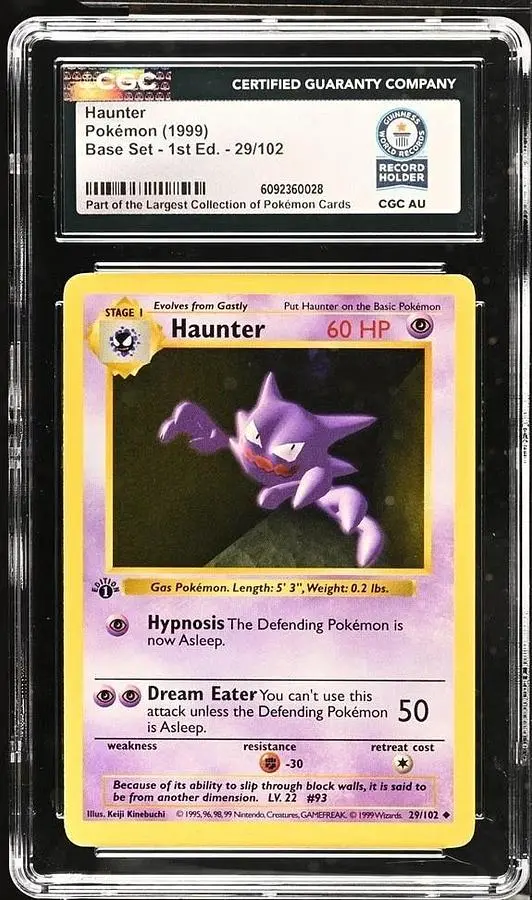 1999 POKEMON BASE SET 1ST EDITION SHADOWLESS #29 HAUNTER CGC WORLD RECORD 1/1