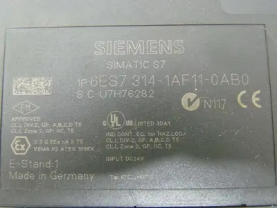 Siemens 6ES7 314  Simatic S7 CPU 314 Standard Controller W/Memory Card 24VDC