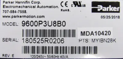 NEW PARKER 9600P3U8B0 SERVO CONTROLLER