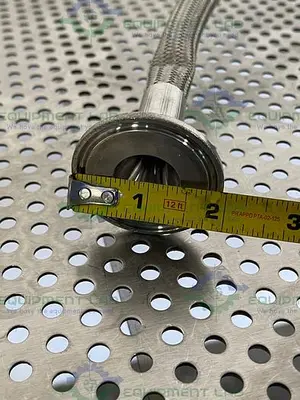 USED 240" STAINLESS STEEL BRAIDED HOSE W/ 1" TO 1/2" SANITARY FITTING