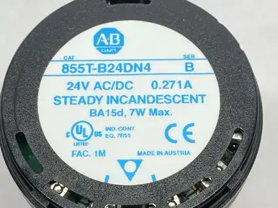 855T-B24DN4 | Allen Bradley  Ser B 70mm Red Stack Light w/ 855T-L24LF Bulb - Used