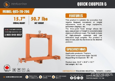 Used WOLVERINE QC5-26-20G QUICK COUPLER 5, Hitches Michigan US | Miedema Asset Management Group #1579578