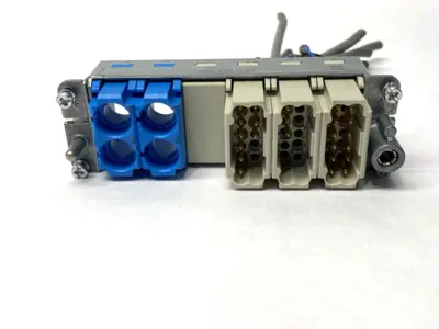 USED HARTING HOOD CONNECTOR ASSEMBLY W/ 3X 09140123001 & 2X 09140024501