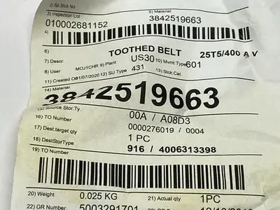 3 842 519 663 | Bosch Rexroth 3842519663 Toothed Belt 25T5/400 - New Other
