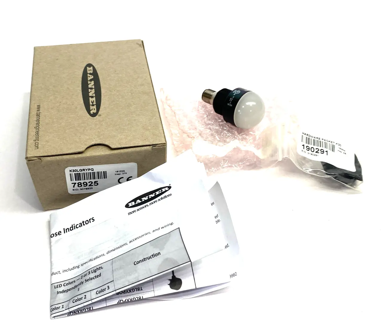 New | in-Stock Banner Engineering Core Series EZ-LIGHT: 3-Color General Purpose Indicator 78925 Industrial Controls Michigan US | Maverick Industrial Sales #1402547