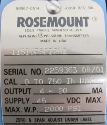 NEW ROSEMOUNT 1151DP5E12M1 PRESSURE TRANSMITTER