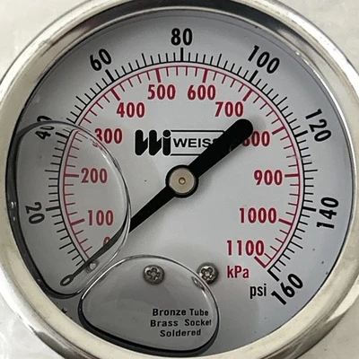 (4) Weiss Instrument LF251-160-4L 2 1/2" Dial, Liquid Filled, 1/4" Npt Bottom,