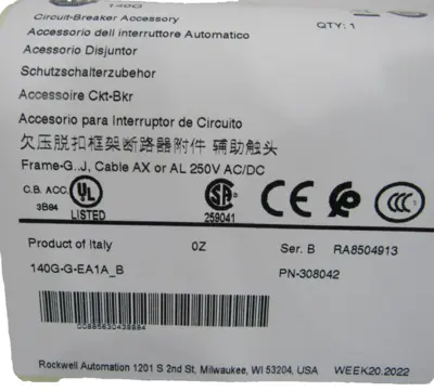 ALLEN BRADLEY SS-B1-VU CIRCUIT BREAKER 140G-G-EA1A NEW, SURPLUS